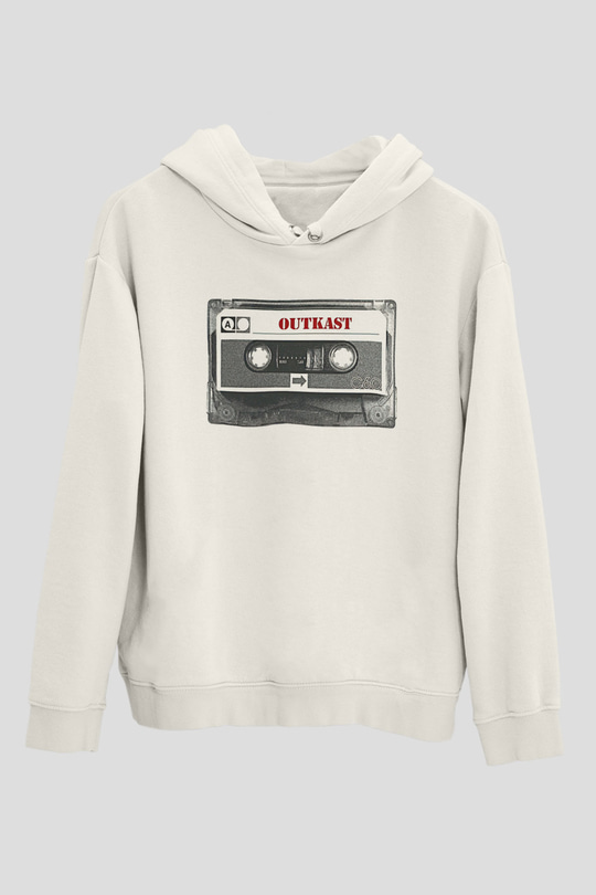 OutKast Baskılı Beyaz Unisex Kapüşonlu Sweatshirt