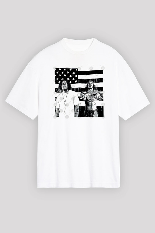 OutKast Baskılı Beyaz Unisex Oversize Tişört - Tshirt