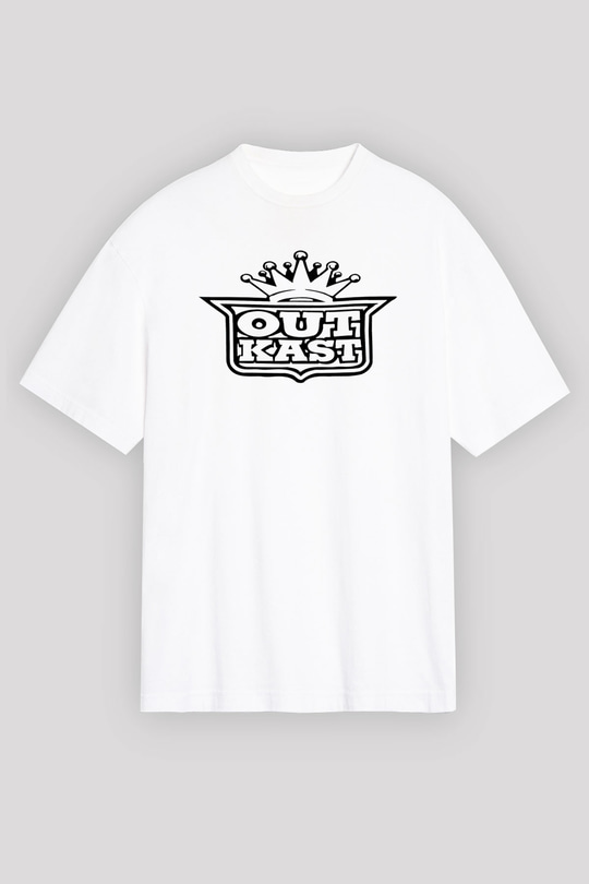 OutKast Baskılı Beyaz Unisex Oversize Tişört - Tshirt
