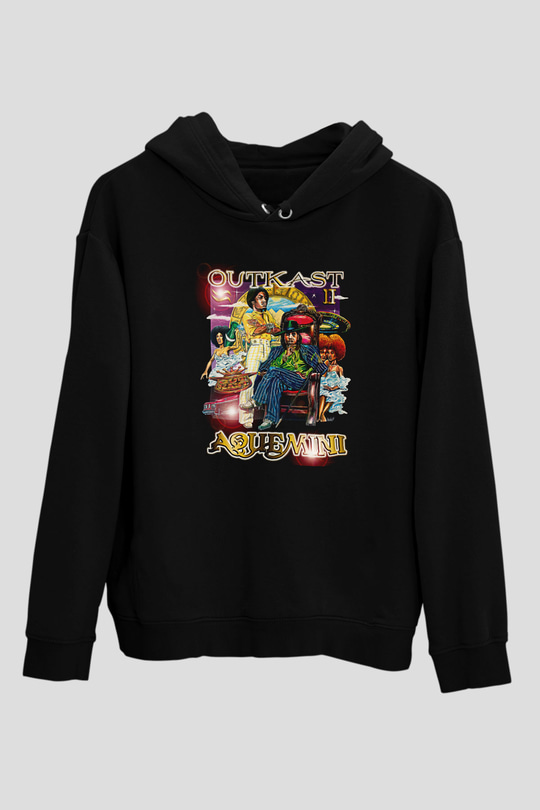 OutKast Baskılı Unisex Siyah Hoodie