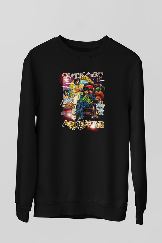 OutKast Baskılı Unisex Siyah Sweatshirt