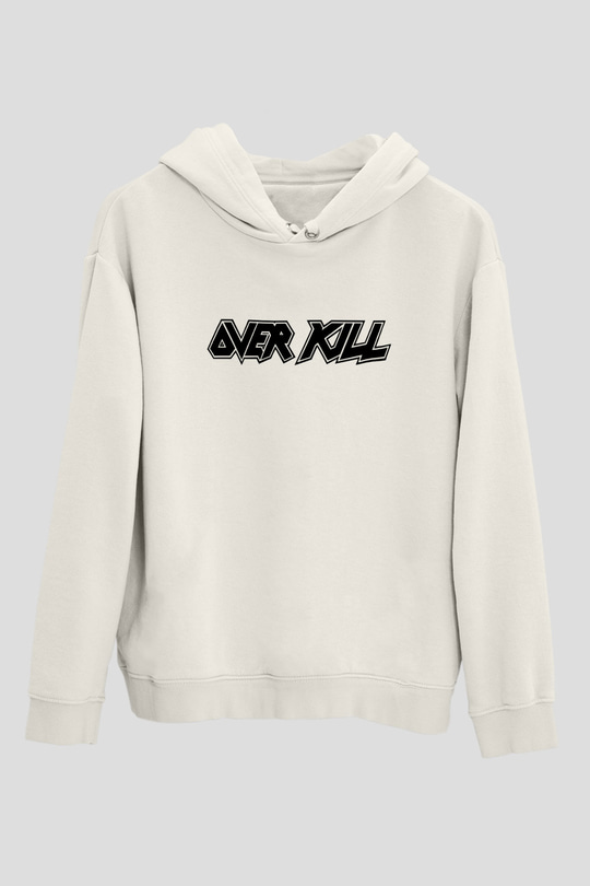 Overkill Beyaz Unisex Kapşonlu Sweatshirt