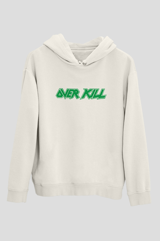 Overkill Beyaz Unisex Kapşonlu Sweatshirt