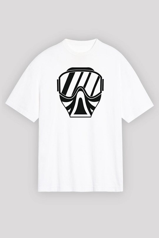 Paintball Baskılı Unisex Beyaz Oversize Tişört - Tshirt