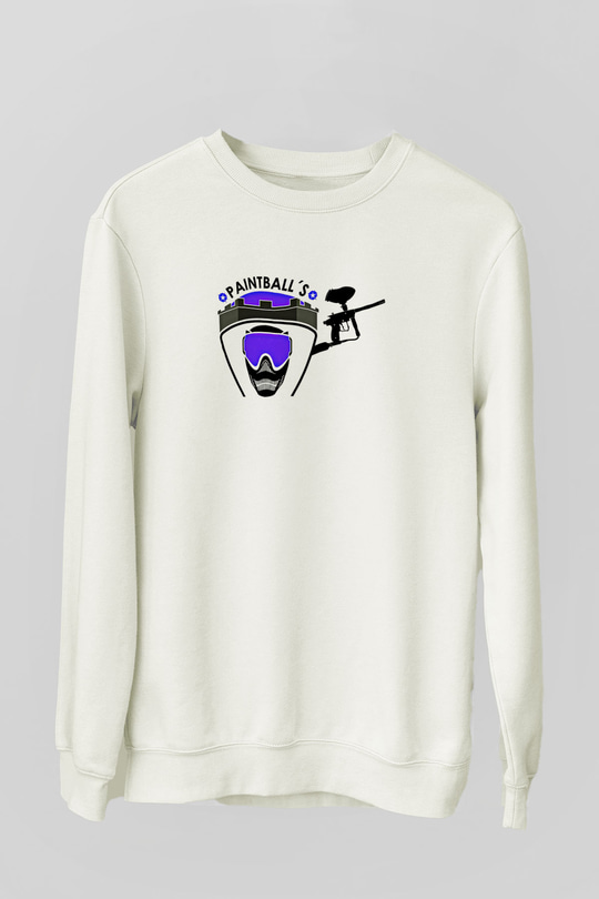 Paintball Baskılı Unisex Ekru Sweatshirt