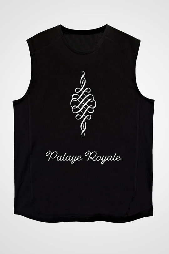 Palaye Royale Baskılı Unisex Siyah Kolsuz Tişört - Tshirt
