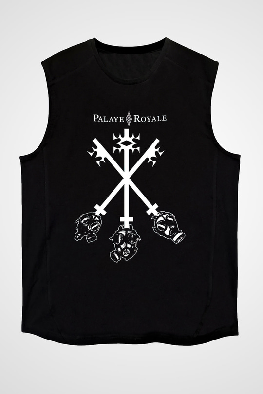Palaye Royale Baskılı Unisex Siyah Kolsuz Tişört - Tshirt