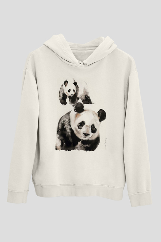 Panda Beyaz Unisex Hoodie