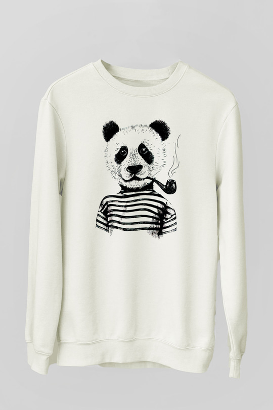 Panda Beyaz Unisex Sweatshirt