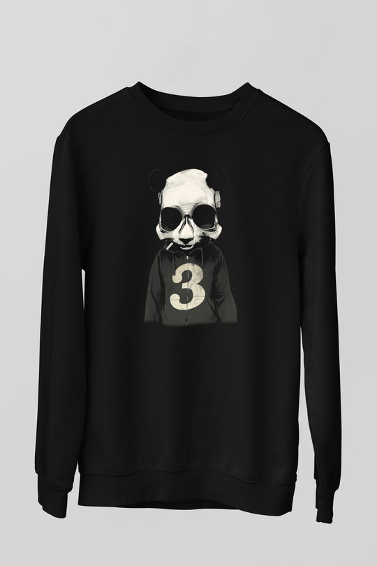 Panda Siyah Unisex Sweatshirt