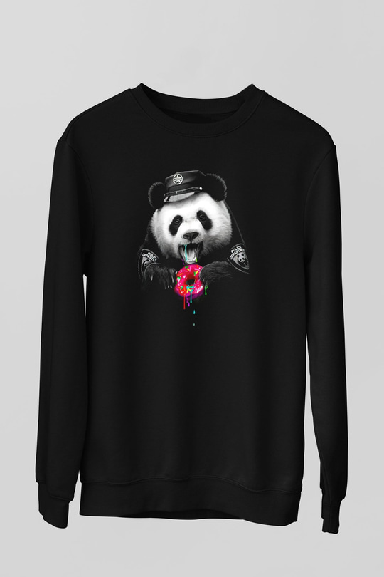 Panda Siyah Unisex Sweatshirt