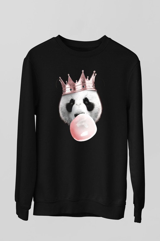 Panda Siyah Unisex Sweatshirt