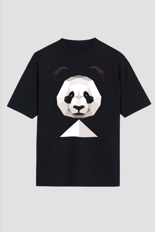 Panda Siyah Unisex Tişört T-Shirt - TişörtFabrikası