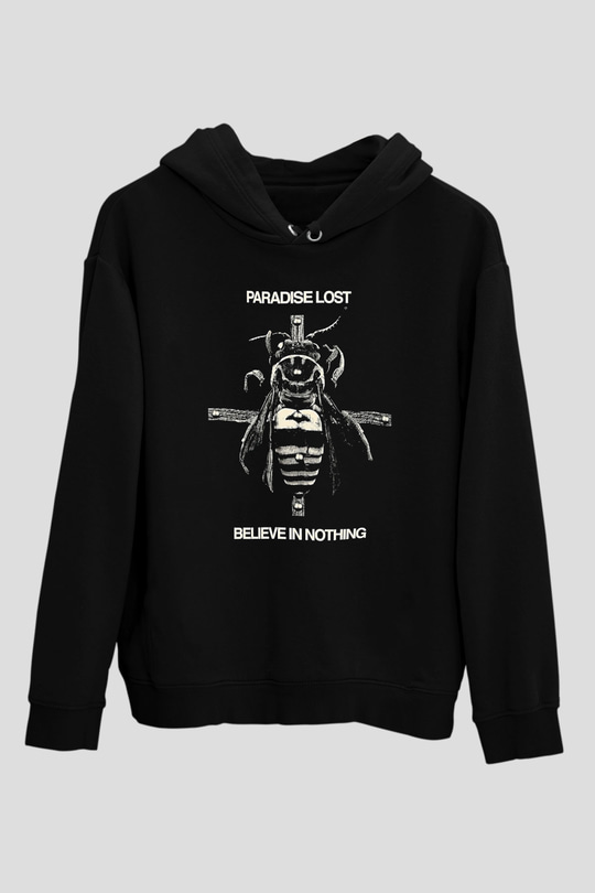 Paradise Lost Baskılı Unisex Siyah Kapüşonlu Sweatshirt