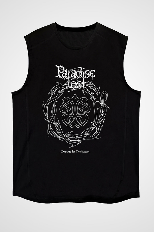 Paradise Lost Baskılı Unisex Siyah Kolsuz Tişört - Tshirt