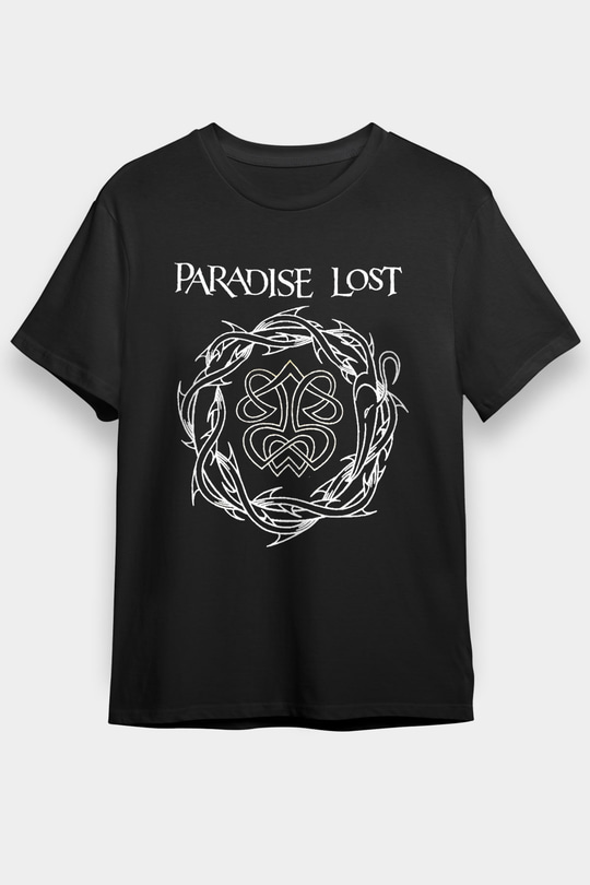 Paradise Lost Baskılı Unisex Siyah Tişört - Tshirt
