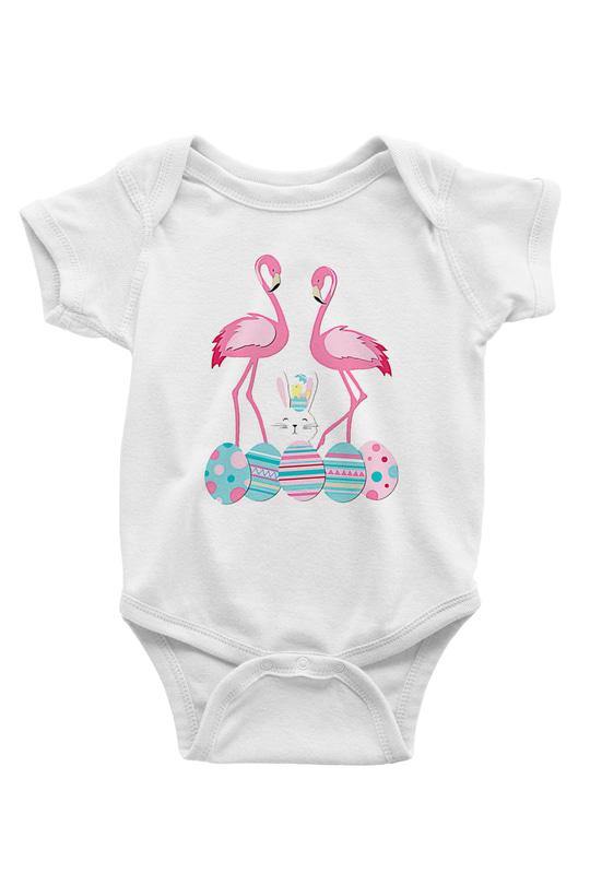 Paskalya Baskılı Beyaz Unisex Bebek Body - Zıbın