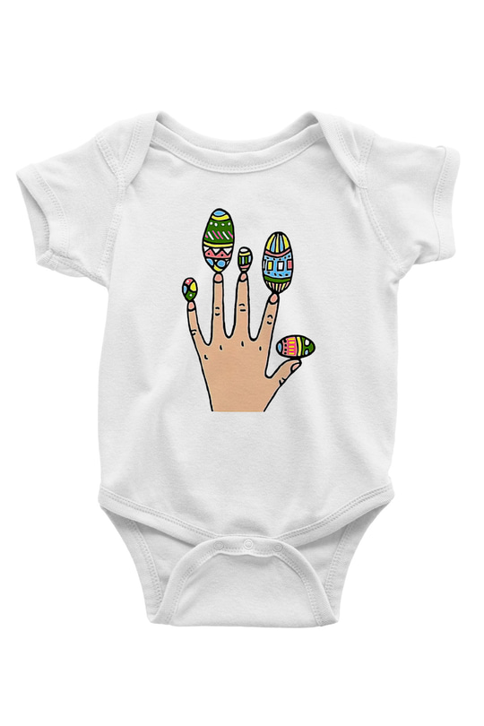 Paskalya Baskılı Beyaz Unisex Bebek Body - Zıbın