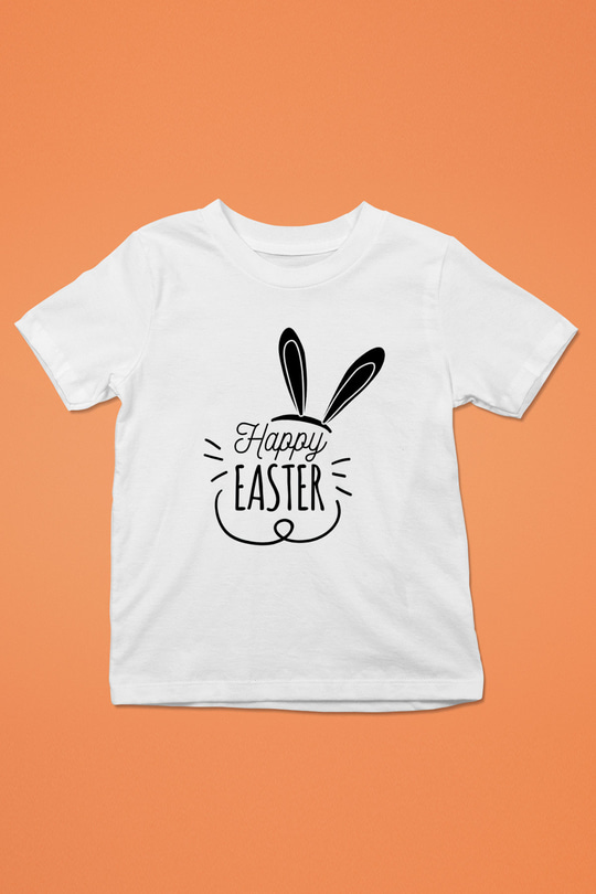 Paskalya Baskılı Beyaz Unisex Beyaz Çocuk Tişört - Tshirt