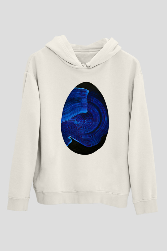 Paskalya Baskılı Beyaz Unisex Kapüşonlu Sweatshirt
