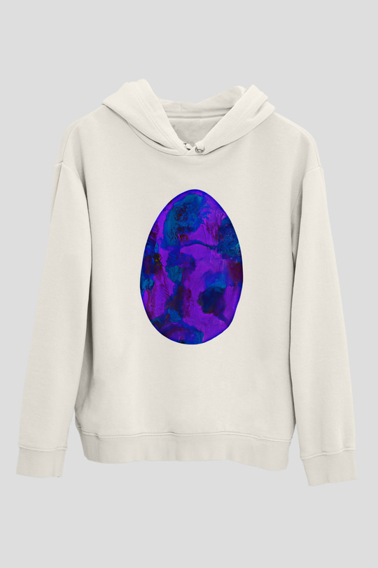 Paskalya Baskılı Beyaz Unisex Kapüşonlu Sweatshirt