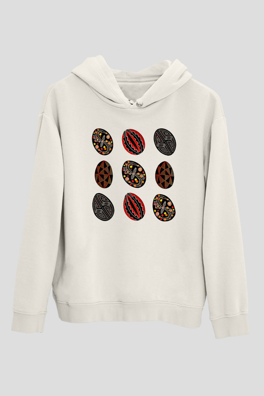 Paskalya Baskılı Beyaz Unisex Kapüşonlu Sweatshirt