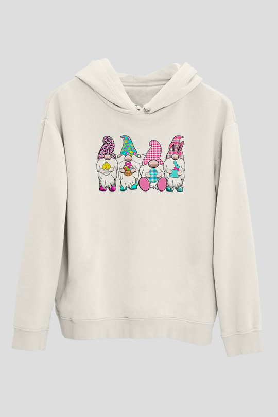 Paskalya Baskılı Beyaz Unisex Kapüşonlu Sweatshirt