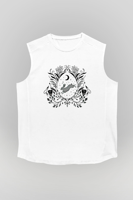 Paskalya Baskılı Beyaz Unisex Kolsuz Tişört - Tshirt