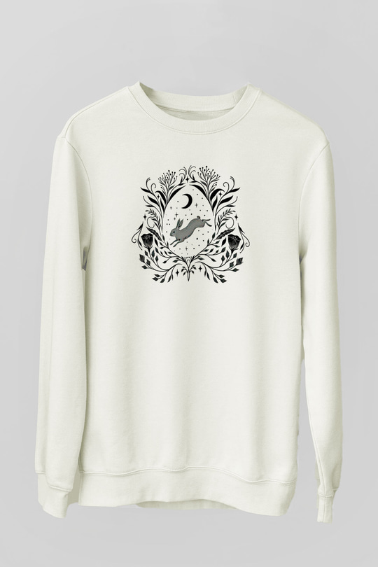Paskalya Baskılı Beyaz Unisex Sweatshirt