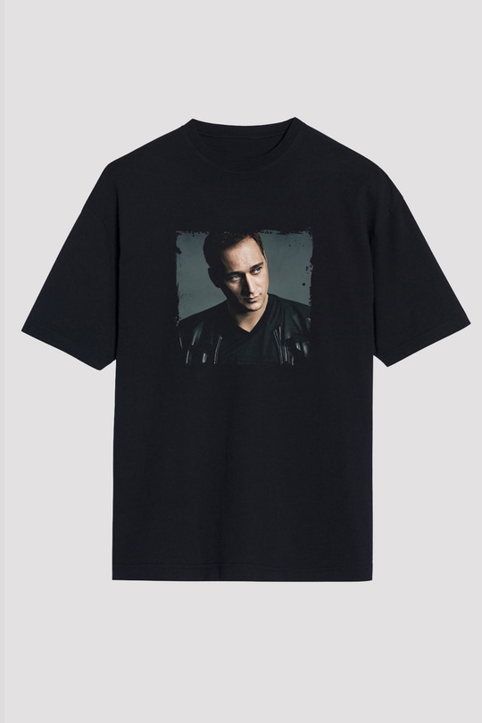 Paul Van Dyk Baskılı Unisex Oversize Siyah Tişört