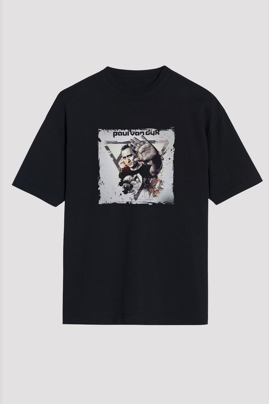 Paul Van Dyk Baskılı Unisex Oversize Siyah Tişört