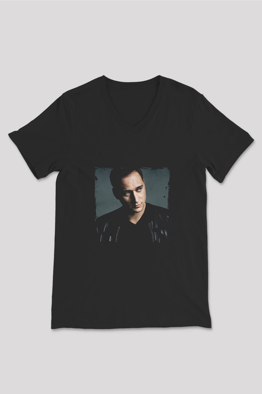 Paul Van Dyk Baskılı Unisex Siyah V Yaka Tişört