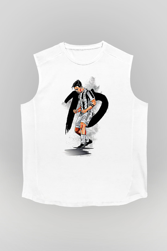 Paulo Dybala Baskılı Beyaz Unisex Kolsuz Tişört - Tshirt