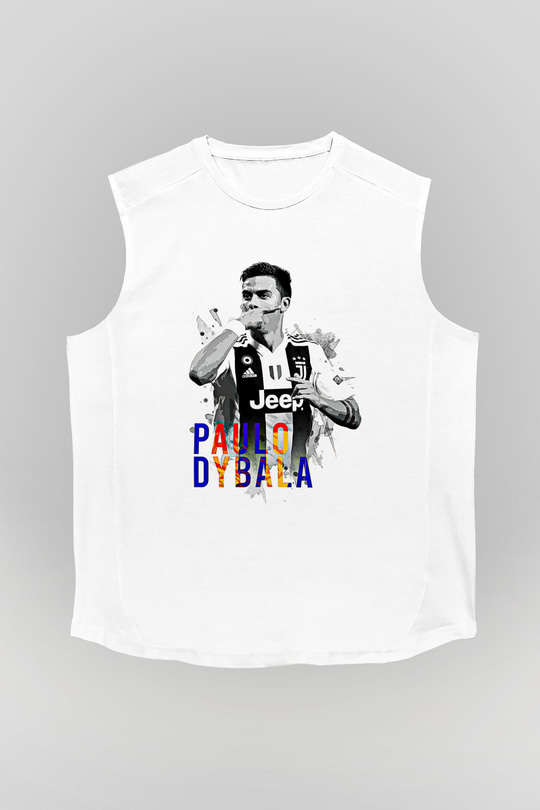 Paulo Dybala Baskılı Beyaz Unisex Kolsuz Tişört - Tshirt