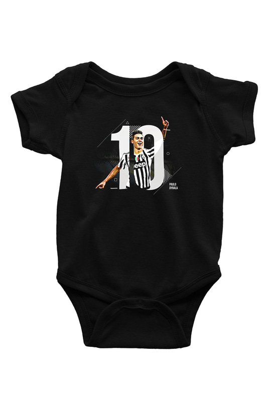 Paulo Dybala Baskılı Unisex Siyah Bebek Body - Zıbın