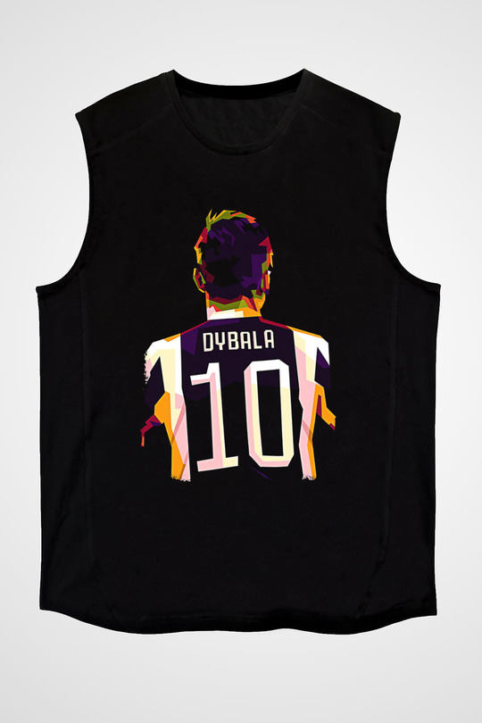 Paulo Dybala Baskılı Unisex Siyah Kolsuz Tişört - Tshirt