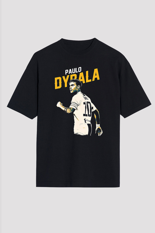 Paulo Dybala Baskılı Unisex Siyah Oversize Tişört - Tshirt
