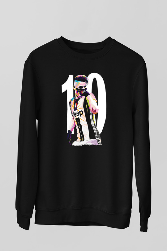 Paulo Dybala Baskılı Unisex Siyah Sweatshirt