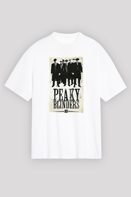 Peaky Blinders Baskılı Beyaz Unisex Oversize Tişört - Tshirt
