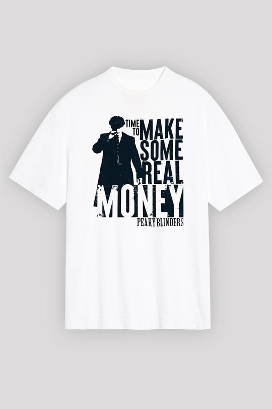 Peaky Blinders Baskılı Beyaz Unisex Oversize Tişört - Tshirt