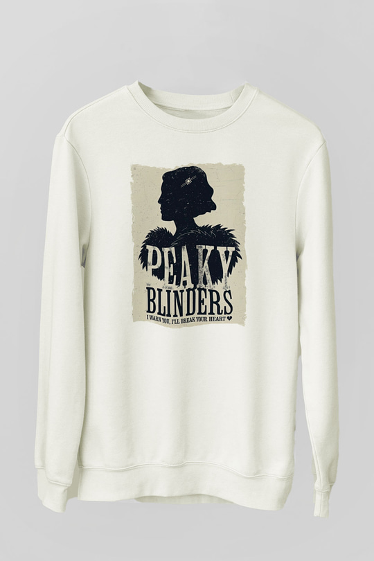 Peaky Blinders Baskılı Beyaz Unisex Sweatshirt