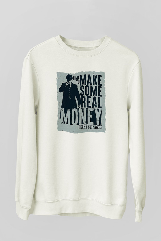 Peaky Blinders Baskılı Beyaz Unisex Sweatshirt
