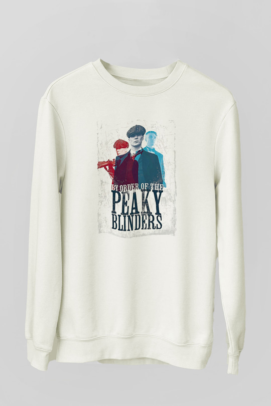 Peaky Blinders Baskılı Beyaz Unisex Sweatshirt