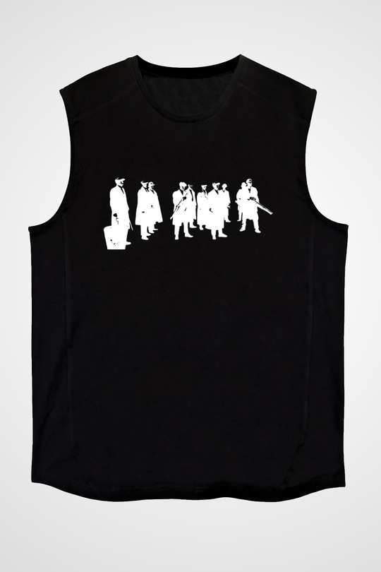 Peaky Blinders Baskılı Unisex Siyah Kolsuz Tişört - Tshirt