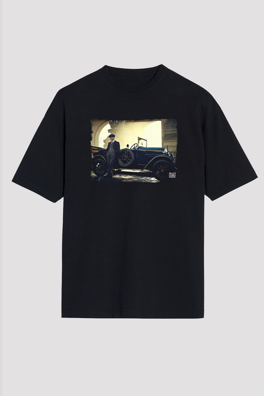 Peaky Blinders Baskılı Unisex Siyah Oversize Tişört - Tshirt