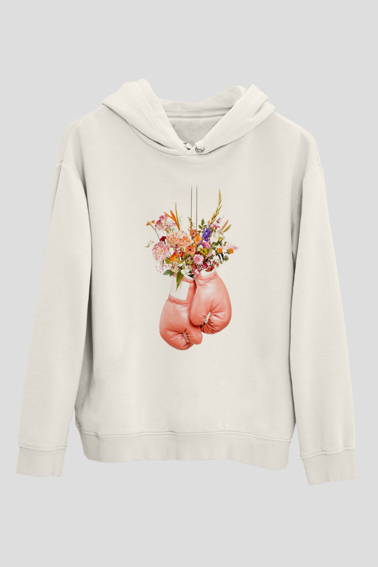 Pembe Boks EldiveniBeyaz  Unisex Hoodie