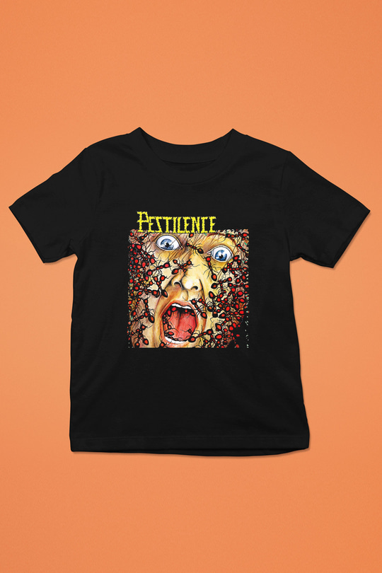 Pestilence Baskılı Unisex Siyah Çocuk Tişört - Tshirt