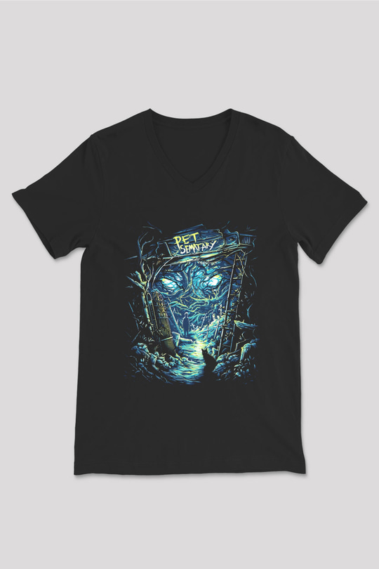Pet Sematary Siyah Unisex V Yaka Tişört