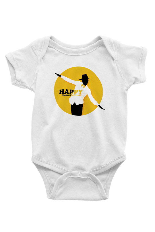 Pharrel Williams Baskılı Beyaz Unisex Bebek Body - Zıbın