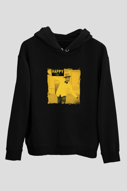 Pharrell Williams Baskılı Unisex Siyah Hoodie